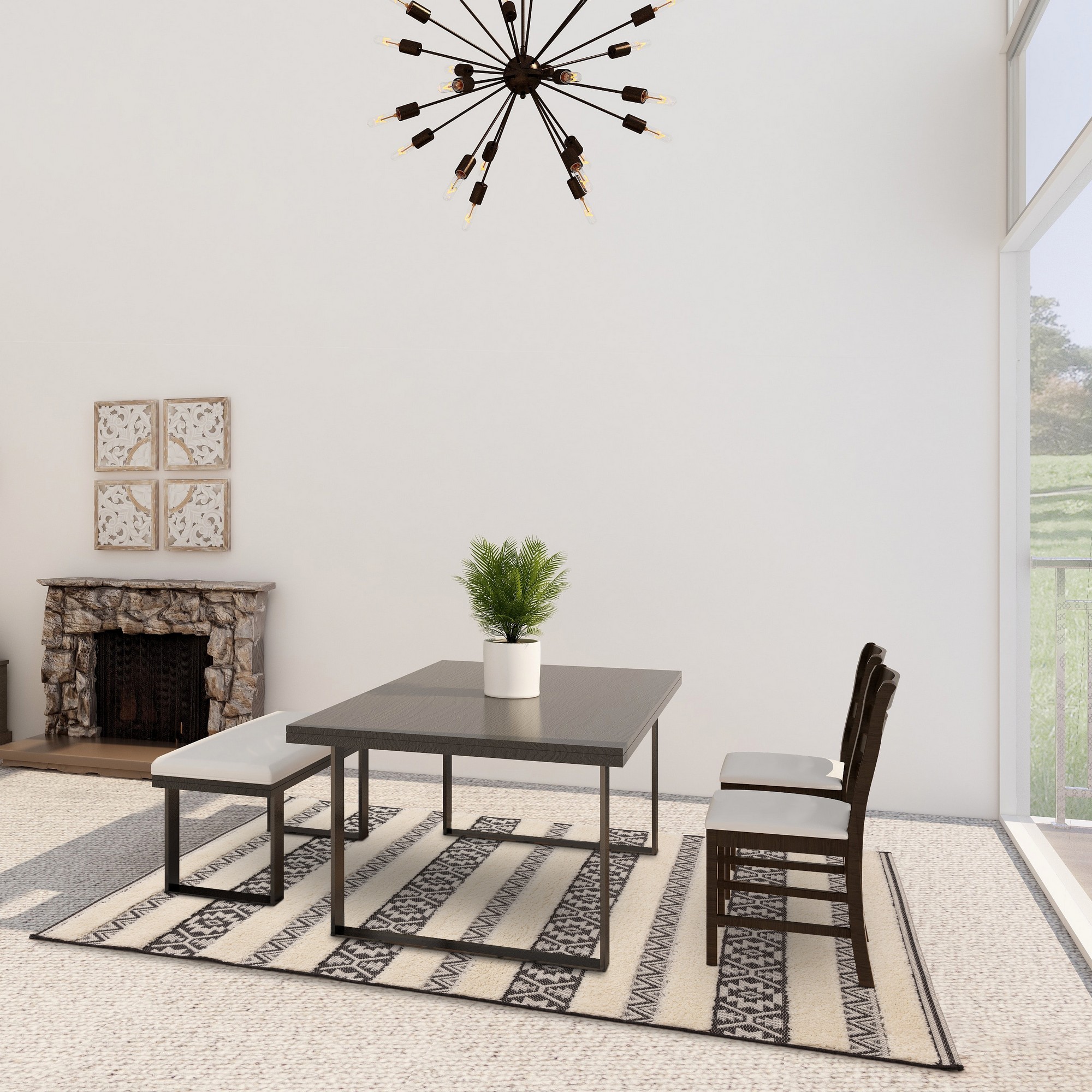 Monty Stripe Geometric Outdoor Rugs In Mn03 Black Cream